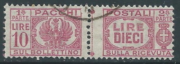1946 LUOGOTENENZA USATO PACCHI POSTALI 10 LIRE - Z9-5 - Postpaketten