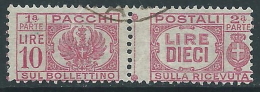 1946 LUOGOTENENZA USATO PACCHI POSTALI 10 LIRE - Z9-6 - Pacchi Postali