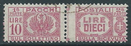 1946 LUOGOTENENZA USATO PACCHI POSTALI 10 LIRE - Z9-7 - Postal Parcels