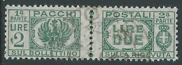 1946 LUOGOTENENZA USATO PACCHI POSTALI 2 LIRE - Z6-4 - Postal Parcels