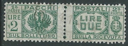 1946 LUOGOTENENZA USATO PACCHI POSTALI 2 LIRE - Z6-5 - Paketmarken