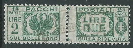 1946 LUOGOTENENZA USATO PACCHI POSTALI 2 LIRE - Z6-7 - Postpaketten