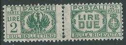 1946 LUOGOTENENZA USATO PACCHI POSTALI 2 LIRE - Z6-9 - Colis-postaux