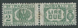 1946 LUOGOTENENZA USATO PACCHI POSTALI 2 LIRE - Z7 - Paketmarken