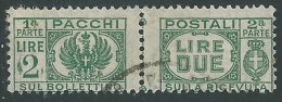 1946 LUOGOTENENZA USATO PACCHI POSTALI 2 LIRE - Z7-2 - Postal Parcels