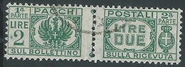 1946 LUOGOTENENZA USATO PACCHI POSTALI 2 LIRE - Z7-3 - Colis-postaux