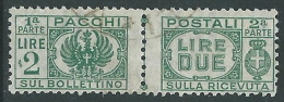 1946 LUOGOTENENZA USATO PACCHI POSTALI 2 LIRE - Z7-6 - Colis-postaux