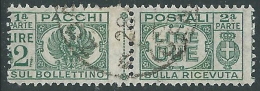 1946 LUOGOTENENZA USATO PACCHI POSTALI 2 LIRE - Z8-5 - Postpaketten