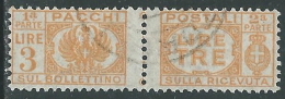 1946 LUOGOTENENZA USATO PACCHI POSTALI 3 LIRE - Z7-4 - Paketmarken