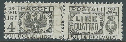 1946 LUOGOTENENZA USATO PACCHI POSTALI 4 LIRE - Z7 - Colis-postaux