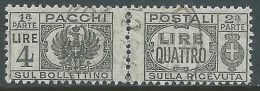 1946 LUOGOTENENZA USATO PACCHI POSTALI 4 LIRE - Z8 - Postal Parcels