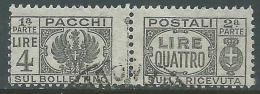 1946 LUOGOTENENZA USATO PACCHI POSTALI 4 LIRE - Z8-3 - Postpaketten