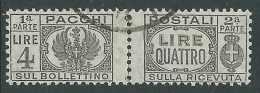 1946 LUOGOTENENZA USATO PACCHI POSTALI 4 LIRE - Z8-4 - Postal Parcels