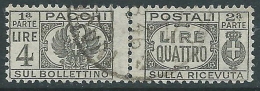 1946 LUOGOTENENZA USATO PACCHI POSTALI 4 LIRE - Z9-2 - Paketmarken