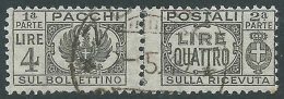 1946 LUOGOTENENZA USATO PACCHI POSTALI 4 LIRE - Z9-4 - Pacchi Postali