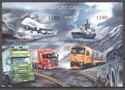 Burundi 2012, Transport, Truks, Plane, Ship, 4val In BF IMPERFORATED - Nuovi