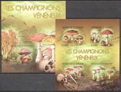 Burundi 2012, Poison Mushrooms, 4val In BF+BF IMPERFORATED - Unused Stamps