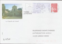 D1230 Entier / Stationery / PSE - PAP Réponse Luquet : Pélerinage Sainte Thérèse - N° D'agrément 0312169 - Oblitéré - PAP: Antwort/Luquet