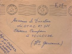 Lettre Flamme Bizerte 28 XII I95I  7 Lignes Ondulées 2 Timbres à Date Différents - Briefe U. Dokumente