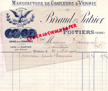 86- POITIERS- FACTURE BIRAUD & PATRIER- MANUFACTURE COULEURS VERNIS- USINE DE LA TRANCHEE- A L' ERMITAGE- 1906 - Straßenhandel Und Kleingewerbe