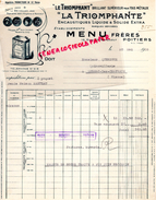86- POITIERS- FACTURE MENU FRERES- LE TRIOMPHANT BRILLANT METAUX-ENCAUSTIQUE- 16 RUE TH- RENAUDOT- 1939 - Straßenhandel Und Kleingewerbe