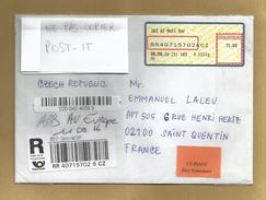 Recommandé Doporucene Ceska Posta Republika 08/08/2016 Vignette De Machine 72.00 Pour La France - Cartas & Documentos