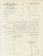 Assemblée Generale 1919 SA D'entreprise Generale De Travaux à Liège Construction De Chemins De Fer Tramways ... - Trasporti