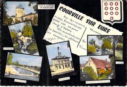 28 - COURVILLE SUR EURE : Jolie Multivues - CPSM Dentelée Grand Format Postée 1963 - Eure Et Loire - Courville