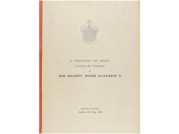 1953. FOLLETO: (COLECCIONISMO). A CEREMONY OF MUSIC TO HONOUR THE CORONATION OF HER MAJESTY QUEEN... - Ohne Zuordnung