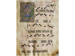 1650 Ca. MANUSCRITO: (MUSICA-MINIATURAS). CANTORAL O LIBRO DE CORO PARA USO DE IGLESIA MAYOR O... - Unclassified