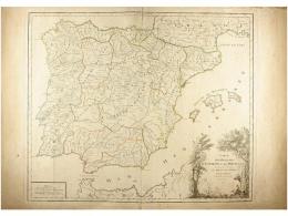 1757. MAPA: (ESPAÑA-POSTAS). CARTE DES ROYAUMES D´ESPAGNE ET DE PORTUGAL ... LES... - Unclassified