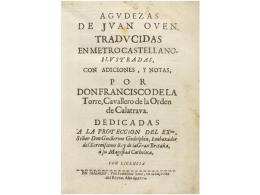 1674. LIBRO: (LITERATURA). OVEN, JUAN: AGUDEZAS DE ... EN METRO CASTELLANO. ILUSTRADAS, CON... - Sin Clasificación