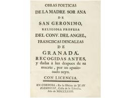 1778. LIBRO: OBRAS POETICAS DE LA MADRE SOR ANA DE SAN GERONIMO, RELIGIOSA PROFESA DEL CONV. DEL ANGEL,... - Non Classés