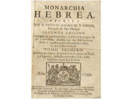 1749-1750. LIBRO: (HISTORIA SAGRADA). BACALLAR Y SANNA, VICENTE: MONARCHIA HEBREA.... - Ohne Zuordnung