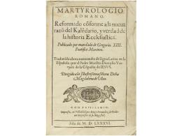 1586. LIBRO: (RELIGIÓN-MARTIROLOGIO). MARTYROLOGIO ROMANO. REFORMADO CONFORME A LA NUEVA... - Non Classés