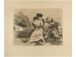 1890 Ca. GRABADO: GOYA, FRANCISCO DE: NO QUIEREN. Aguatinta, Plancha 14 X 19 Cm, Papel 22 X 26... - Sin Clasificación