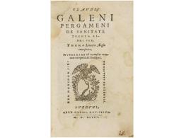 1548. LIBRO: (MEDICINA). GALENO, CLAUDIO: CLAUDII GALENI PERGAMENI DE SANITATE TUENDA LIBRI... - Unclassified