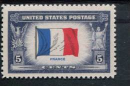200889751 1943 (XX) POSTFRIS MINT NEVER HINGED  SCOTT 915 OVERRUN COUNTRIES FLAG FRANCE - Unused Stamps