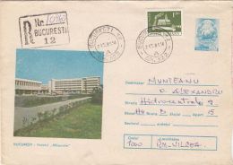 61406- BUCHAREST MAGURELE HOTEL, CAR, TOURISM, REGISTERED COVER STATIONERY, 1981, ROMANIA - Hotel- & Gaststättengewerbe