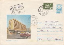 61407- BUCHAREST NORTH HOTEL, CAR, TOURISM, REGISTERED COVER STATIONERY, 1981, ROMANIA - Hotel- & Gaststättengewerbe