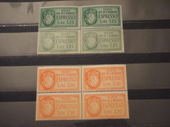 SAN MARINO - ESPRESSI - 1943 STEMMA 2 VALORI, In Quartine(blocks Of Four) - NUOVI(++) - Express Letter Stamps