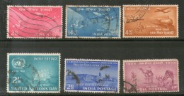 India 1954 Used Year Pack Of 6 Stamps UN Stamp Centenary Transport Forestry - Full Years