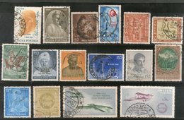 India 1961 Used Year Pack Of 16 Stamps Airmail Archeological Survey Tagore Radio - Full Years