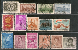 India 1962 Used Year Pack Of 15 Stamps Oil Refinery High Court Wildlife Malaria - Annate Complete