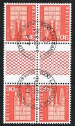 BLOC PONT AVEC 7 LIGNES EN ZIGZAG TIMBRES OBLITERES 1er/J 1968 C/.S.B.K. Nr:S67L. MICHEL Nr:KZ25G. - Tete Beche