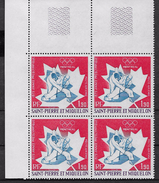1976 Saint Pierre Et Miquelon  N° PA 61   Nf**. MNH . (bloc De 4  Coin De Feuille )   Montréal . Judo . - Neufs
