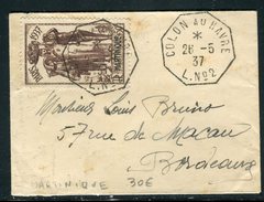 France / Martinique - Obli. Maritime Sur Petite Enveloppe ( Format Carte De Visite ) En 1937 Pour Bordeaux -  Ref  J 23 - Brieven En Documenten