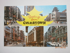 Postcard  Greeting From Chinatown New York City Multiview By Manhattan Postcard Co My Ref B11249 - Bares, Hoteles Y Restaurantes