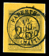 O N°1, 25c Sur 35c Violet-noir Sur Jaune. TTB (certificat)   Cote: 540 Euros   Qualité: O - Used Stamps