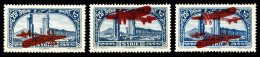 * N°42, 25 Pi Bleu: Ensemble Comprenant 1 Exemplaire Surcharge Renversée, 1 Exemplaire Double Surcharge... - Airmail